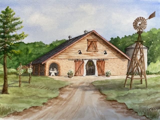 The Knotty Barn at Queen Creek AZ - Watercolor on Paper - Sold