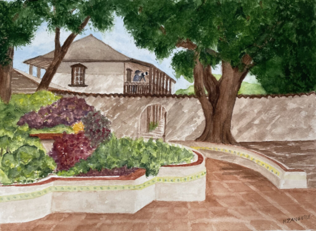 Patiently Waiting - Los Olivas Adobe - 8.5 x 11.5 Watercolor on Paper - $150